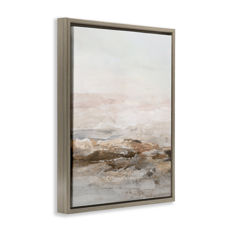 Horizon en sourdine dans un cadre flottant neutre, design par Hazel J., H 21 po x l 17 po, Cadre flottant orme Montalcino
