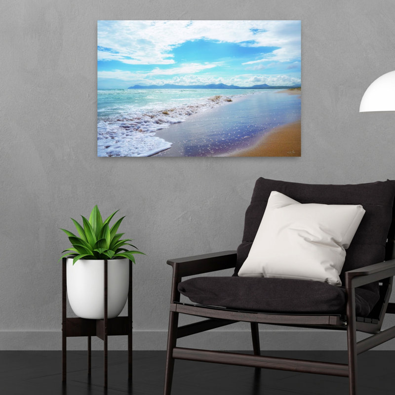 «Sandy Solitude», art mural côtier abstrait et tranquille, H 16 po x l 24 po