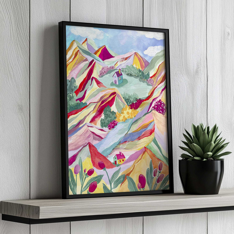 «Gouache Rainbow Landscape» par Garima Dhawan, reproduction d'art sur toile, Gold, H 24 po x l 18 po