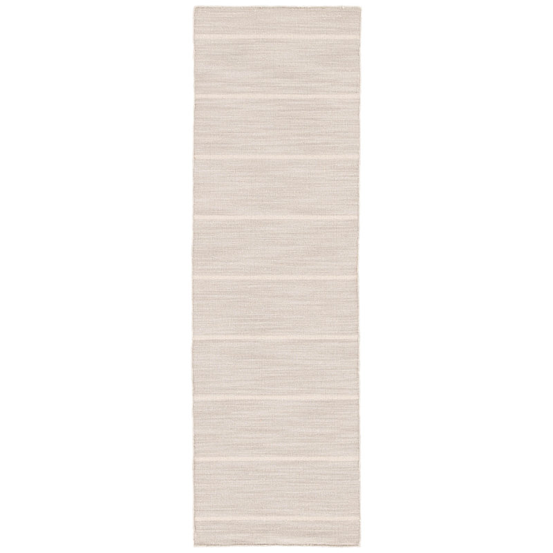 Tapis brun / gris clair en laine tissé à plat à la main Creekmont, Tapis de couloir 2 pi 6 po x 8 pi