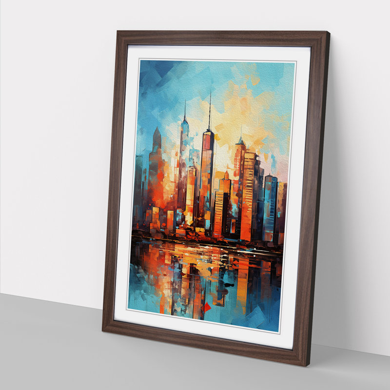 Skyline Gestural No.2 - Framed Print, Walnut Framed, 46cm H x 34cm W