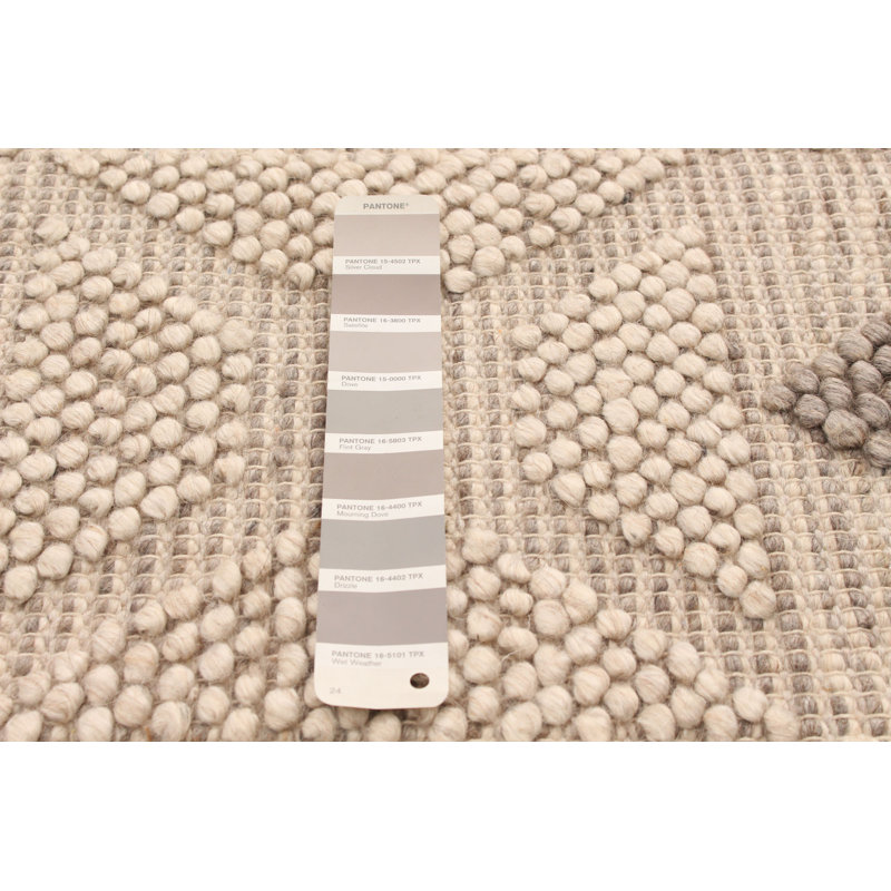 Tapis gris clair en laine tressé à la main Mulvey