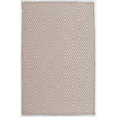 Tapis mauve en laine tissé à plat à la main à motif géométrique