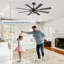 52 po / 65 po. Ventilateurs de plafond noirs avec lumières - Ventilateur de plafond intérieur avec lumière et télécommande, 8 pales, ventilateur de plafond moderne réversible pour chambre à coucher-823044204