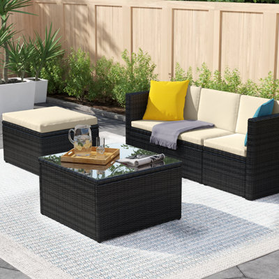 Myah 4 Seater Rattan Corner Sofa Set with Cover