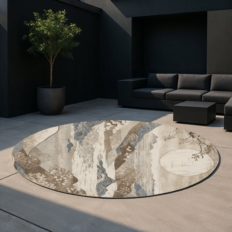 Tapis intérieur et extérieur Scarlet Cascade, Rond 5 pi