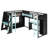 L-Shaped Wooden twin Size Gaming Bed Frame with RGB LED Lights, Dual twin Beds, USB Ports, TV Stand & Storage Shelves, Reversible Layout, Space-Saving Wood Loft Bed for Teens & Adults-Blue-1727698558