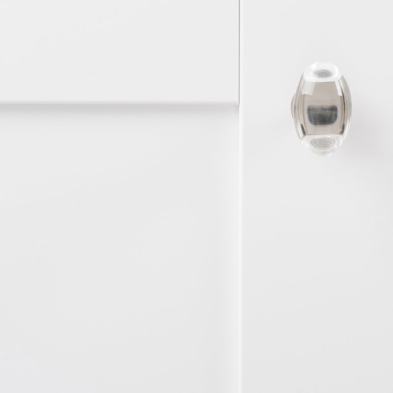 Satin Nickel Round Glass Cabinet Knob with Mounting Hardware