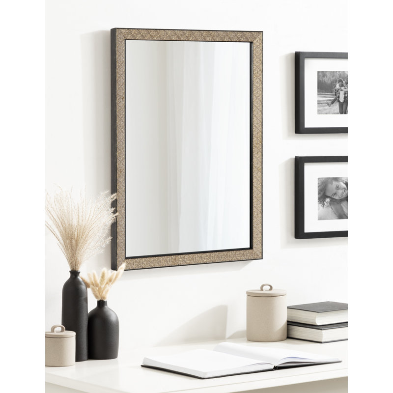 Rectangle Ornate Textured Bathroom Mirror, 24" H x 36" W