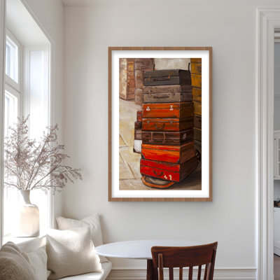 Old Traveling Suitcases - Framed Matted Print Decor