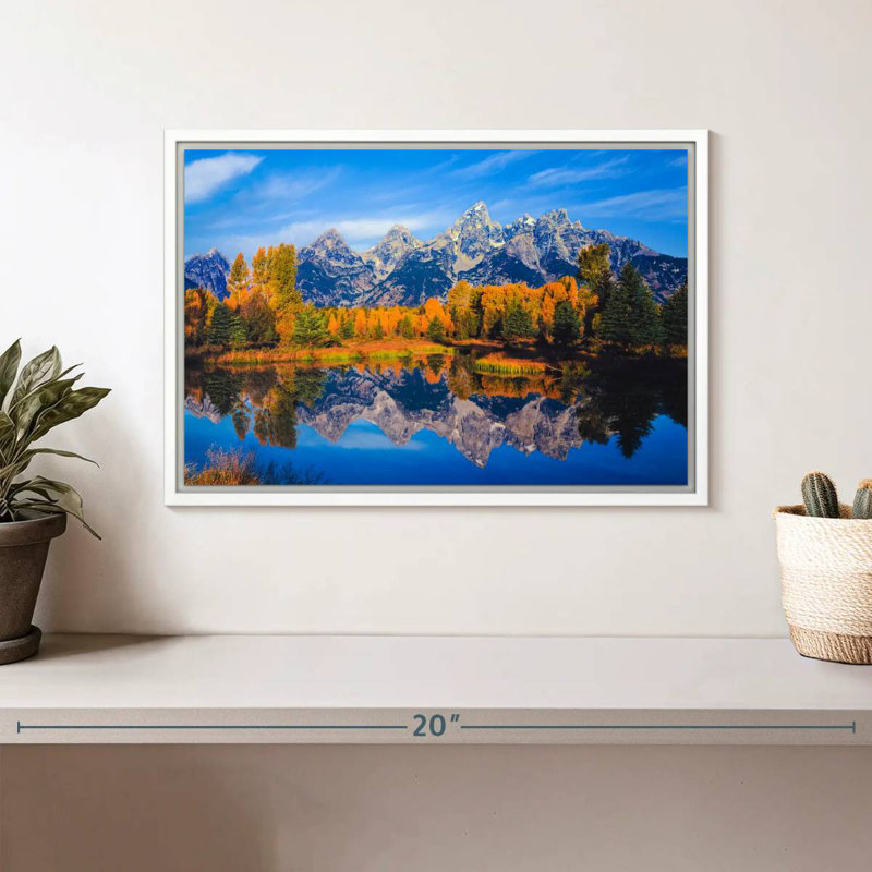 Feuillage doré Grand Teton, Cadre flottant blanc, 13 po x 9 po