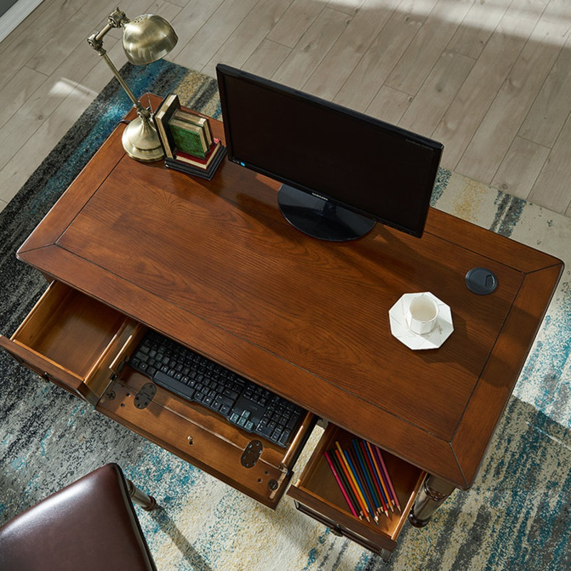 Bureau rectangulaire en bois massif brun noisette, 30.71" H x 47.24" W x 23.62" D
