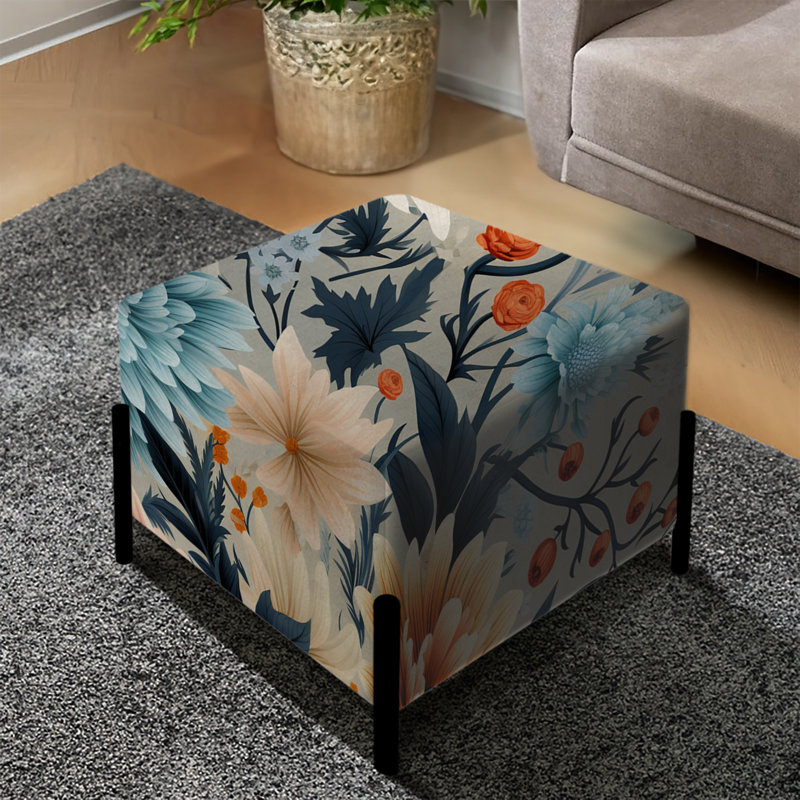 Blue Boho Floral Treasures - Repose-pieds carré floral