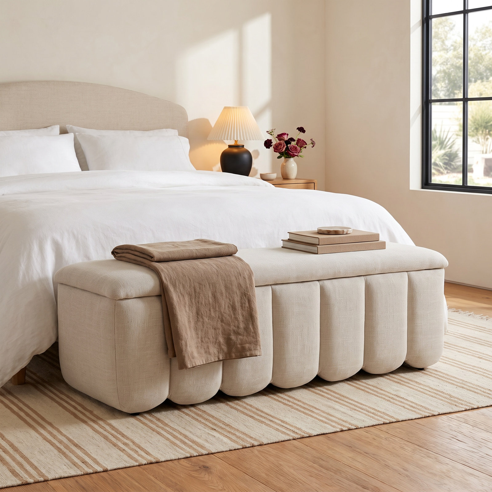 Jeddo 53.5 " Bench, Effie Linen Performance Linen