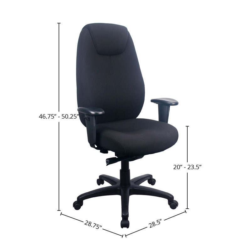 Black Adjustable Fabric Task Chair with Swivel Arms