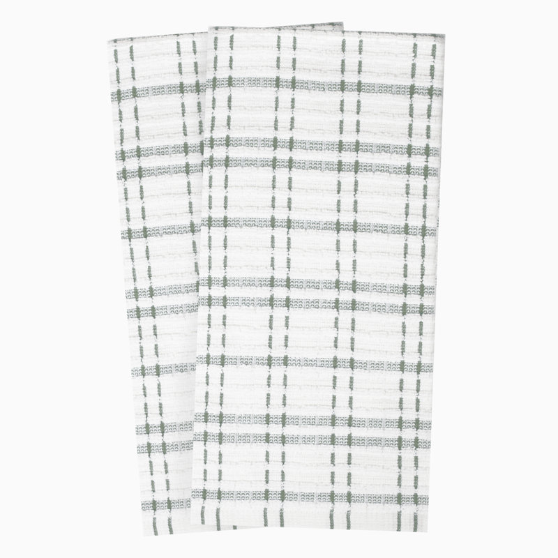 Cotton Plaid Waffle Tea Towel Kitchen Towel, Juniper