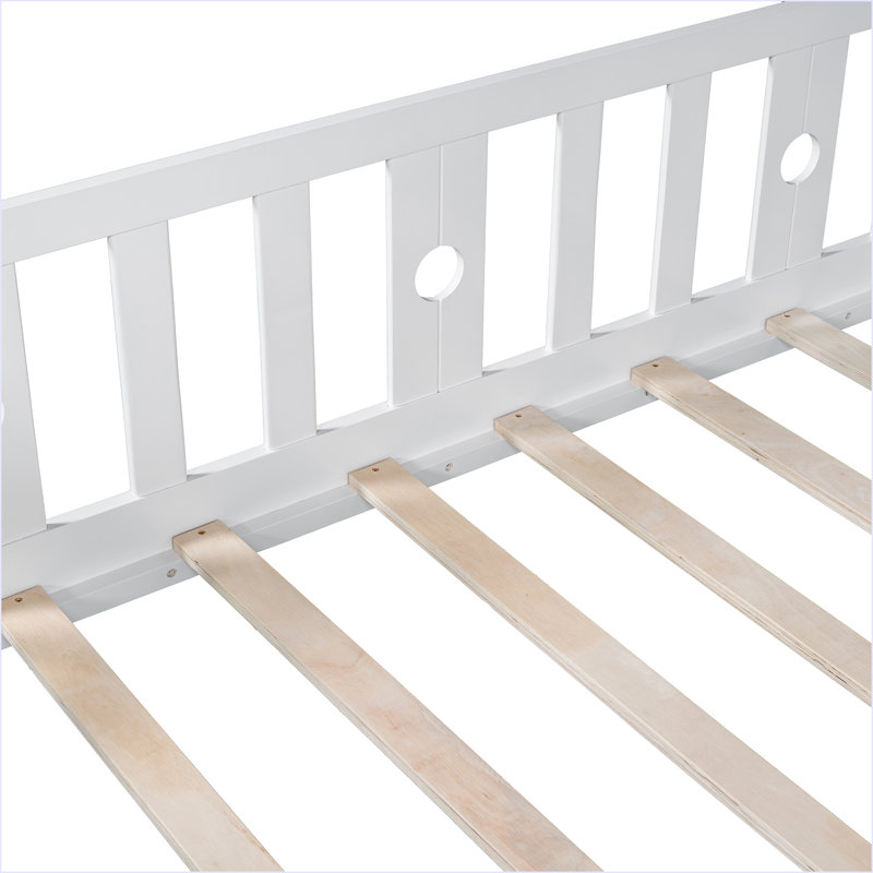 Twin Size Multifunctional Wood Platform Bed With Bookshelf At The Head Of The Bed, White