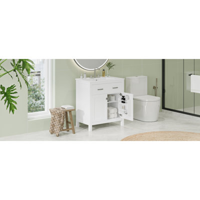 Meuble-lavabo simple avec lavabo en céramique