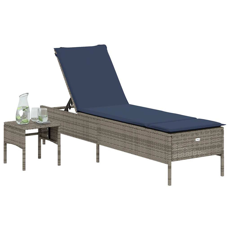  Dossier simple en rotin PE multi-positions, Gris, Marine