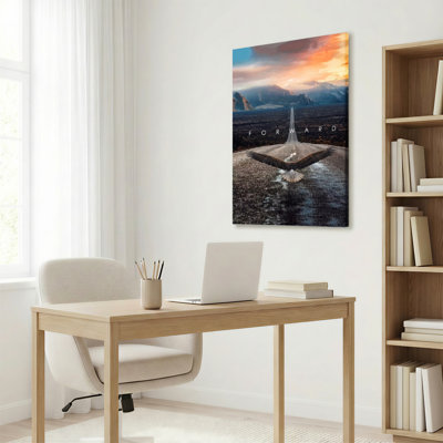 Aigle et route, paysage vers l'avant, reproduction d'art sur toile tendue sur toile, ensemble de 1
