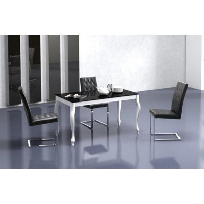 McQuilkin 80 cm Extendable Rectangular Glass Top Dining Table with Wood Base