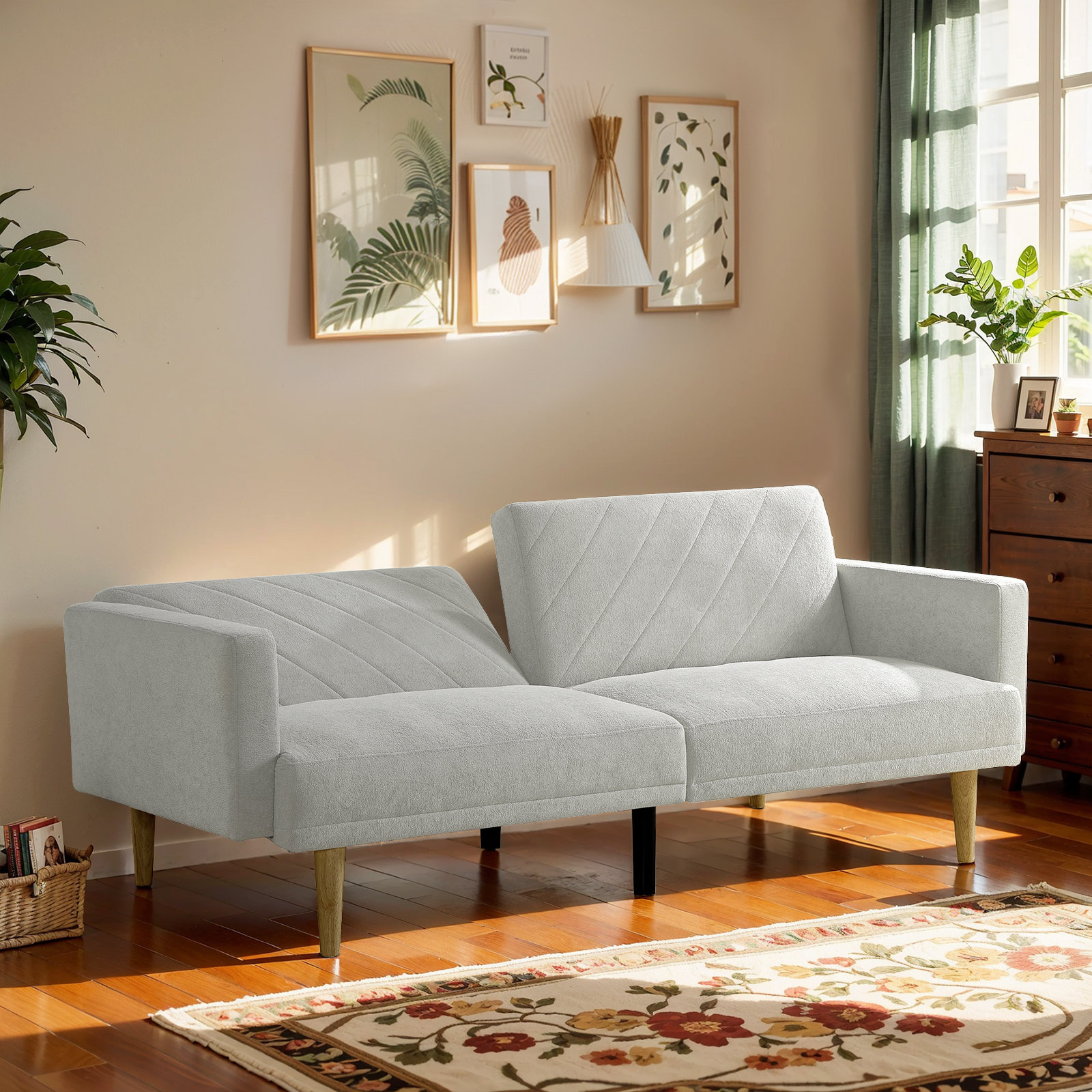 Mercer41 Lamira 75.6'' Square Arm Sleeper Convertable Couch Sofa | Wayfair