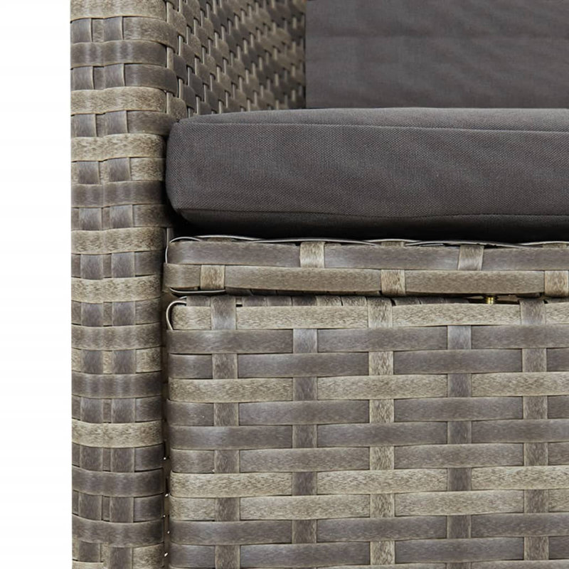  7 Piece Patio Dining Set With Cushions Grey Poly Rattan