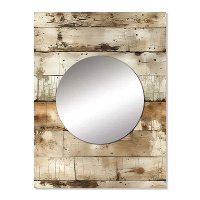 Rustic Farmhouse Weathered Planks - vintage  Decorative Mirror, Vintage Wall Mirror, Printed Metal Art
