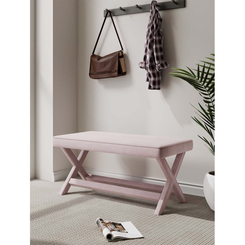 Banc rembourré Abigail Mid-Century, Rose