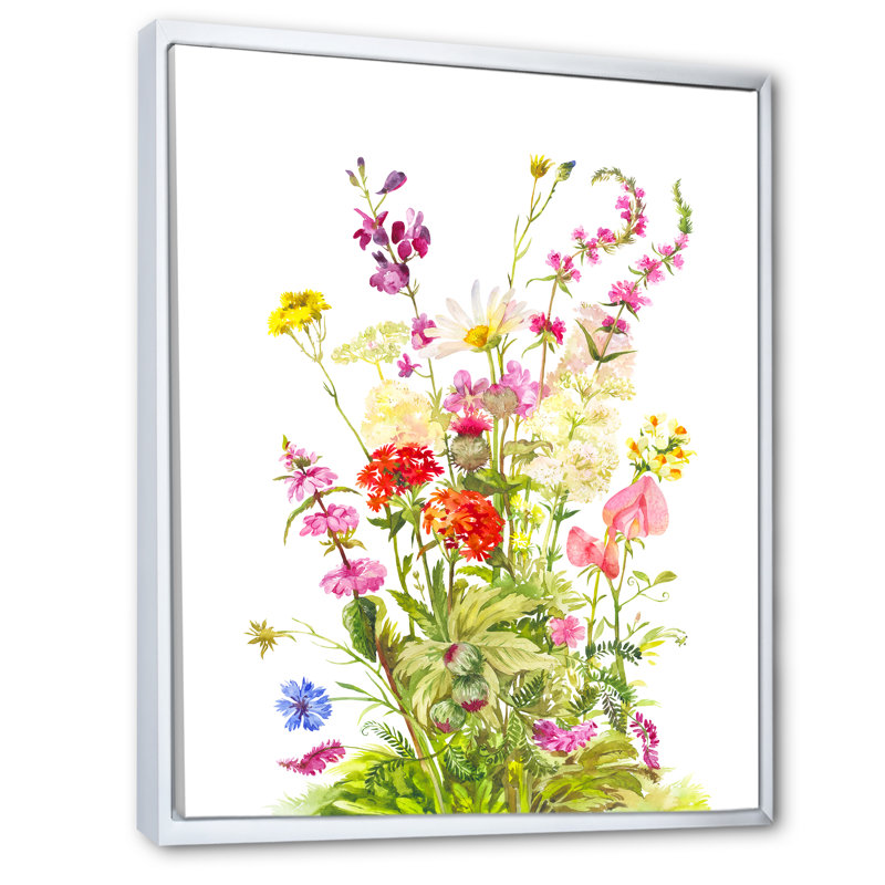 Bouquet de fleurs de la forêt en fleurs - œuvre d'art traditionnelle sur toile, H 32 po x l 16 po x P 1 po