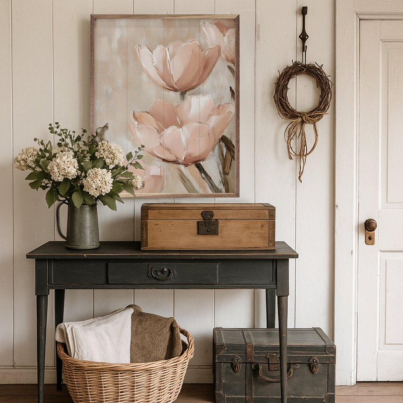 Dusty Pink Floral par Franklyn Gregory, H 20 po x l 16 po