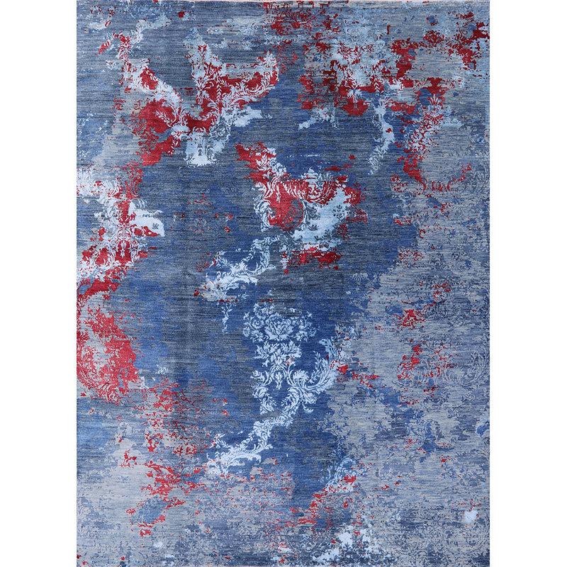 Tapis bleu / rouge / gris Hutzler, Rectangle 8 pi x 12 pi