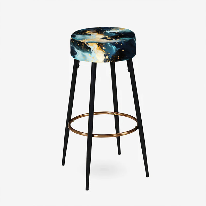 Ensemble de 2 tabourets de bar or et bleu sarcelle Galactic