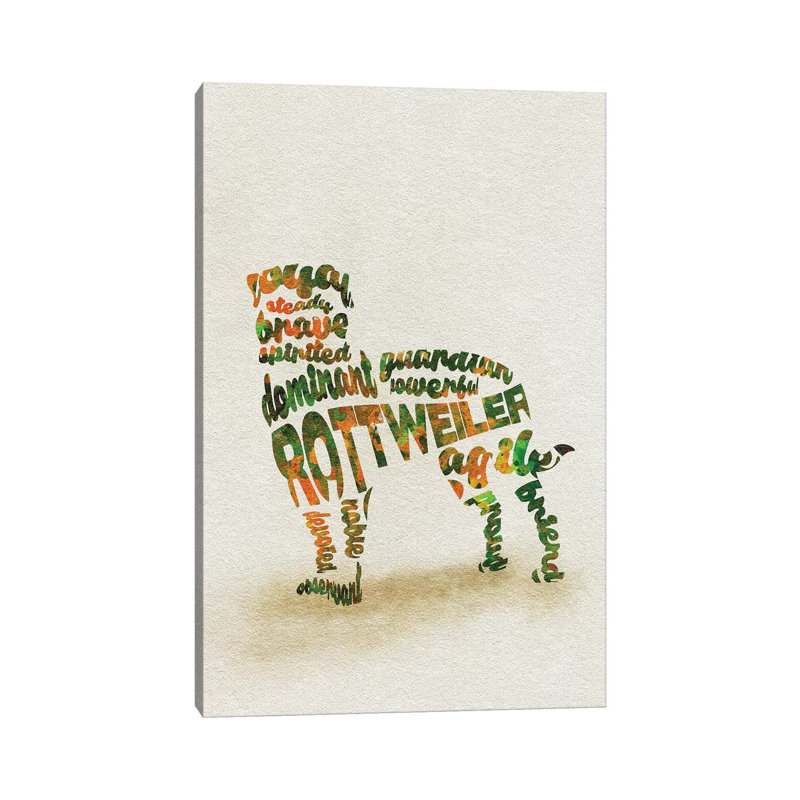 Rottweiler 1 Piece Wrapped Canvas Wall Art, 30.48 cm H x 45.72 cm W