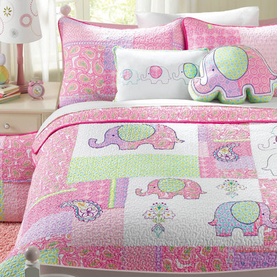 Courtepointe réversible 100% coton Elephant Patch