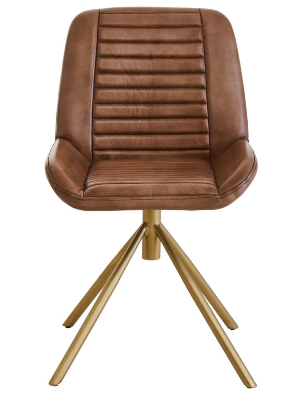 Leather Club Chair, Orange Genuine Leather/Medium Yellow Wood