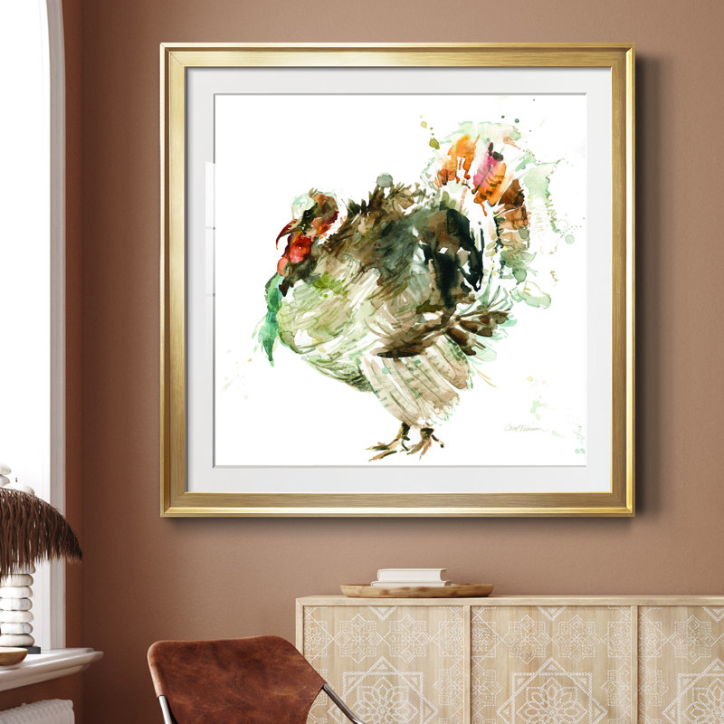 Récolte de dindes - peinture encadrée, H 30,5 po x l 30,5 po x P 1,5 po, Cadre doré