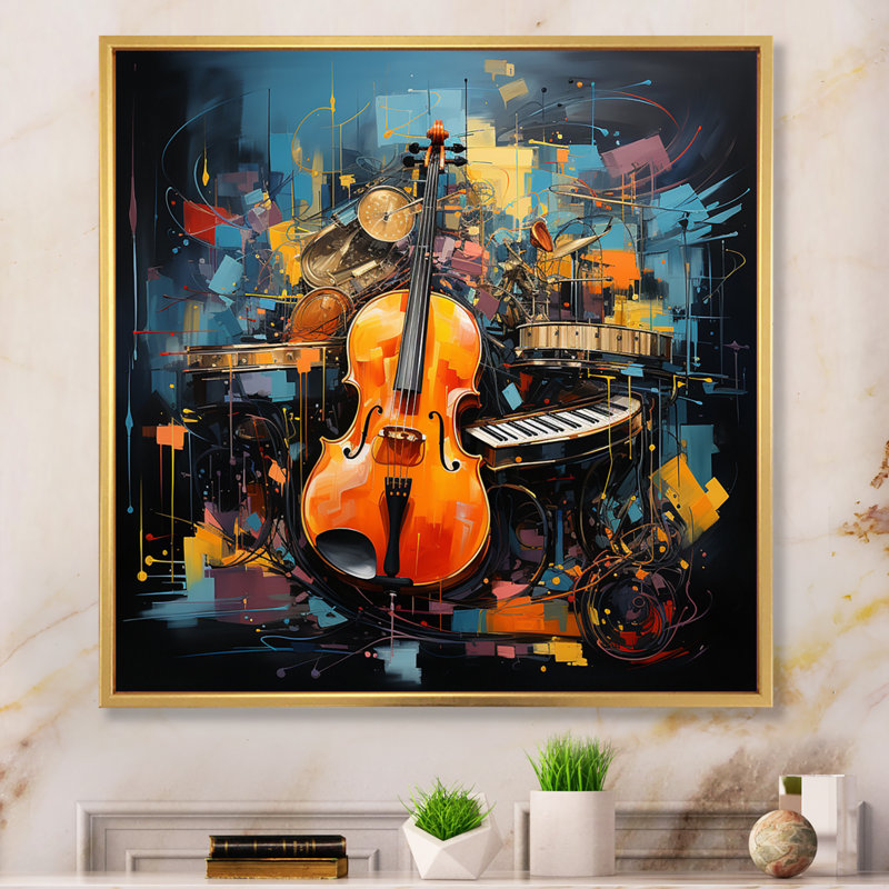«Music Expressive Crescendo Bold», art mural sur toile, H 24 po x l 24 po x P 1 po, Cadre flottant doré