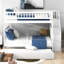Lit superposé blanc double / double avec lit gigogne et escalier-425212684