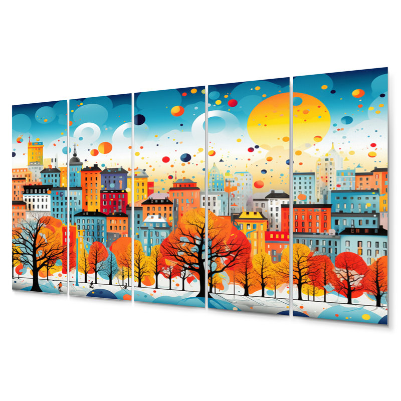 Ensemble de 5 décorations murales 5 pièces Abstarct City Vienna Popart