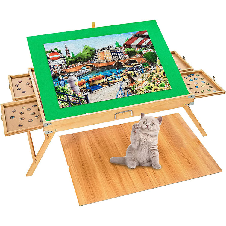Jigsaw Puzzle Tables with Drawers and Legs 1500 Pieces 34 x 26 Puzzle  Table with Cover