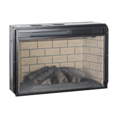 Infrared Quartz Heater Fireplace - Brick & Woodlog , 1500W Heat, Adjustable Flame Effects, Secure Operation 26" Insert With Brick, Options, Safe