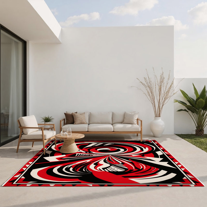 Ecliptic Vortex Indoor And Outdoor Area Rug, Rectangle 1'6" x 2'6"