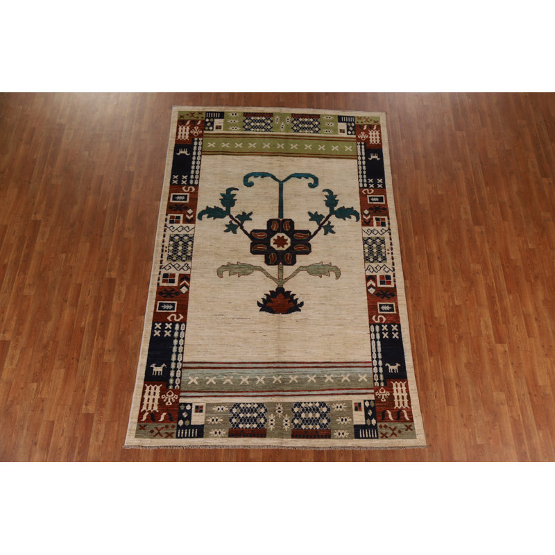 Tapis géométrique Gabbeh Kashkoli fait à la main 6 x 10