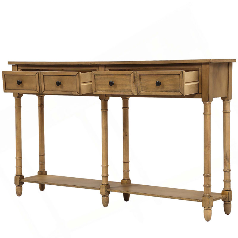 Sheen Wooden Console Table with 2 Drawers & Bottom Shelf, Old Pine