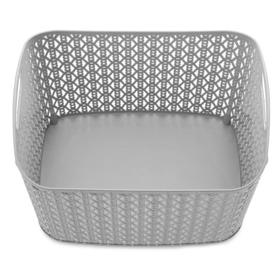 Whitmor Link Stitch Small Resin Form Shelf Tote - Flint Grey