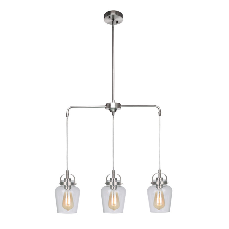 Luminaire suspendu pour îlot de cuisine 3 lumières Tribble, Nickel poli brossé