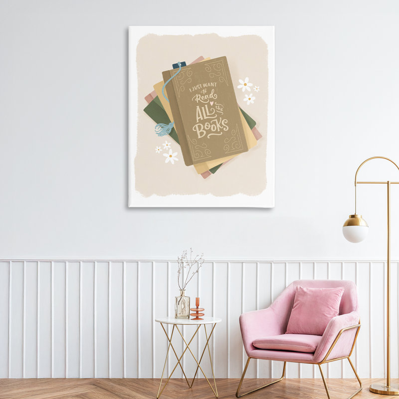 Envie de lire tous les livres sur toile, design par Sandra Picco, H 40 po x l 30 po