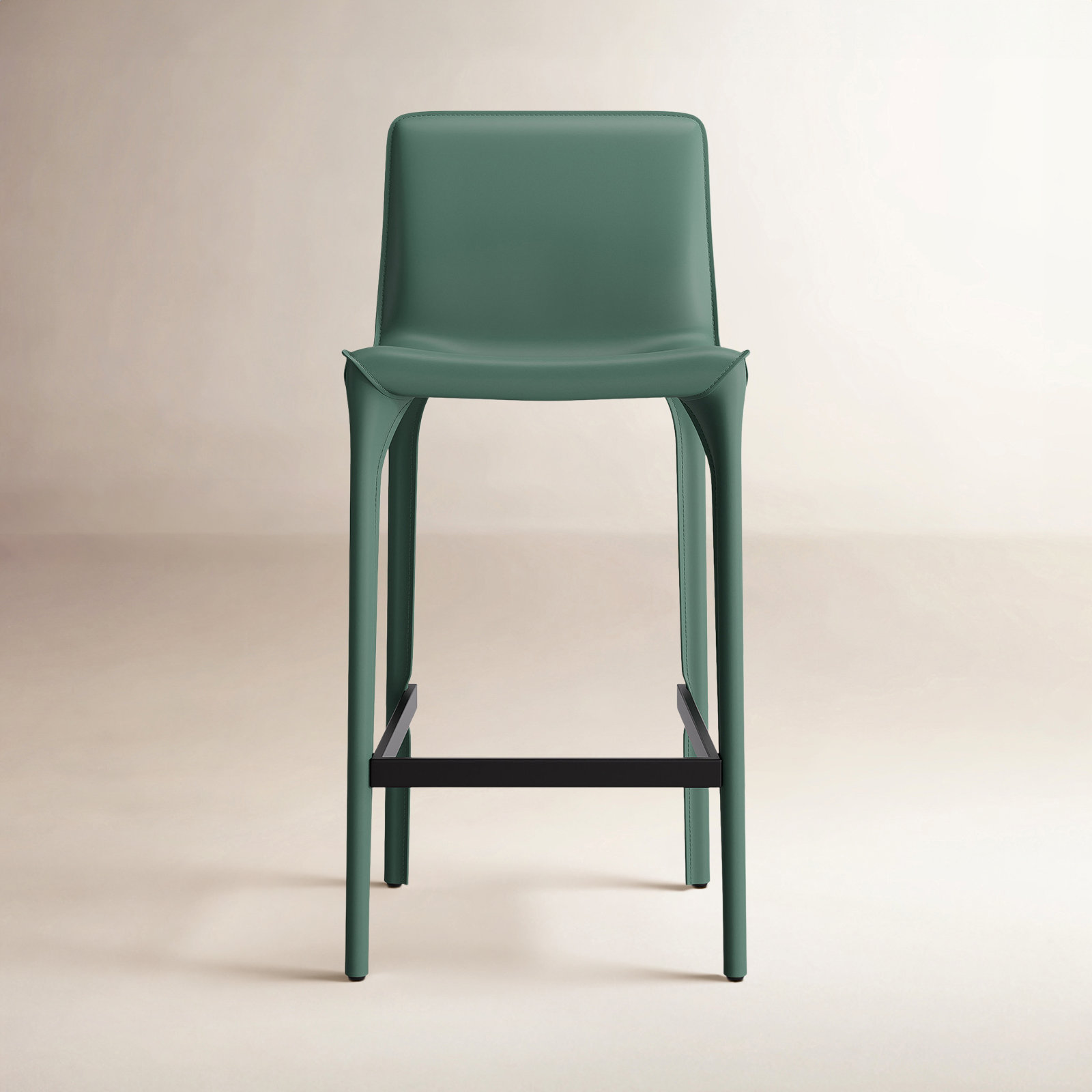Vannes Vegan Leather Barstool, Green, 1