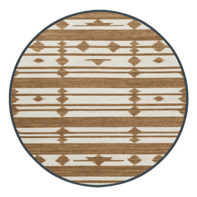 Washable Tan White Striped Area Rug